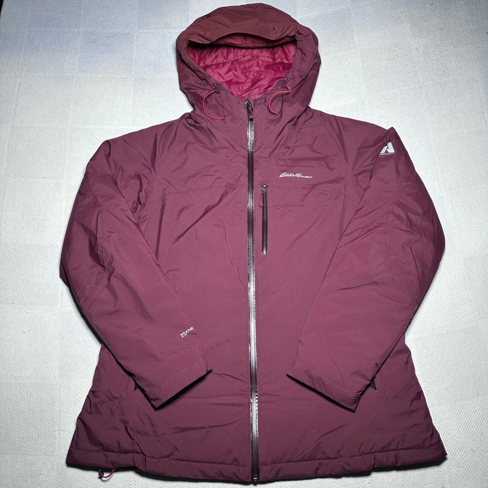 Eddie Bauer First Ascent Jacket Womens XL WeatherEdge Plus PrimaLoft Burgundy
